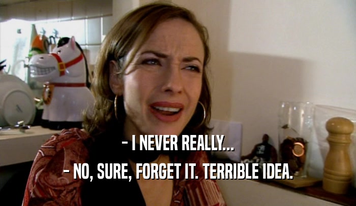 - I NEVER REALLY... - NO, SURE, FORGET IT. TERRIBLE IDEA. 