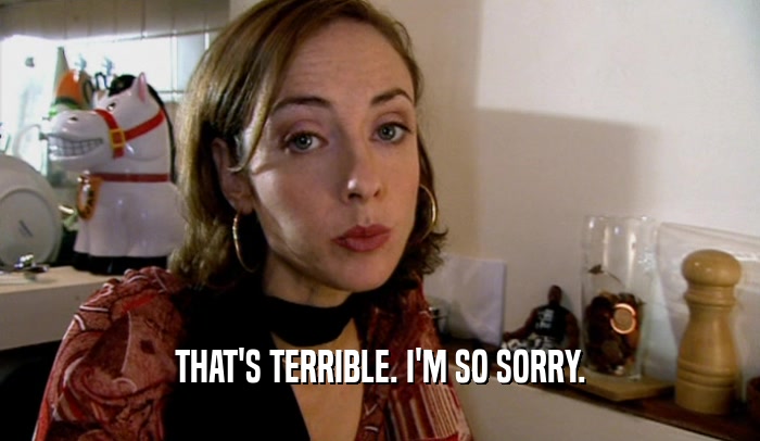 THAT'S TERRIBLE. I'M SO SORRY.  