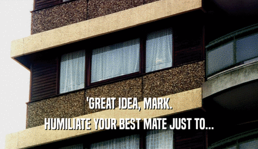 'GREAT IDEA, MARK. HUMILIATE YOUR BEST MATE JUST TO... 