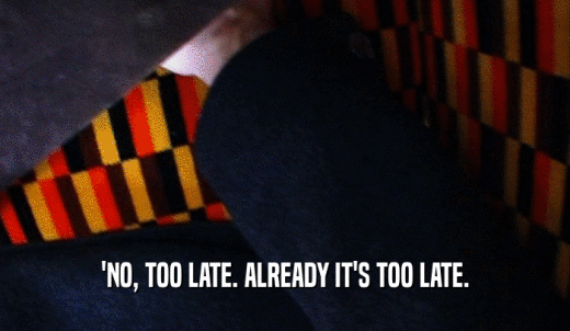'NO, TOO LATE. ALREADY IT'S TOO LATE.  