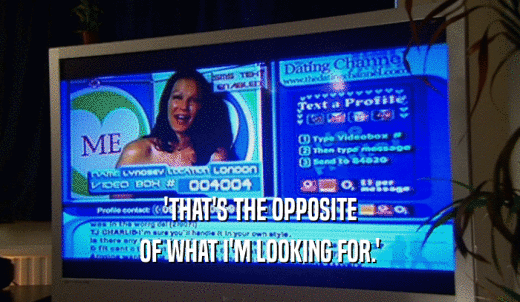 'THAT'S THE OPPOSITE OF WHAT I'M LOOKING FOR.' 