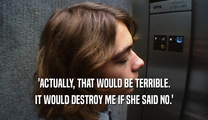 'ACTUALLY, THAT WOULD BE TERRIBLE. IT WOULD DESTROY ME IF SHE SAID NO.' 