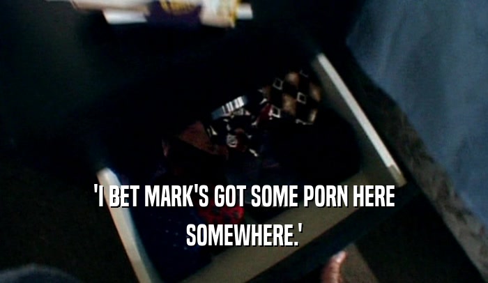 'I BET MARK'S GOT SOME PORN HERE
 SOMEWHERE.'
 