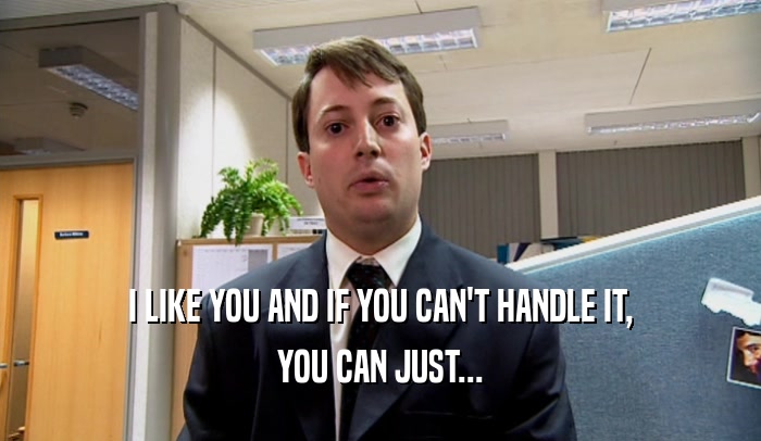 I LIKE YOU AND IF YOU CAN'T HANDLE IT, YOU CAN JUST... 