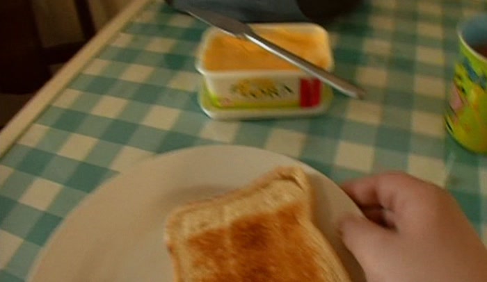 'I'M THE ONE WHO'S LAUGHING BECAUSE I LOVE BROWN TOAST.' 