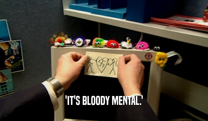 'IT'S BLOODY MENTAL.'  