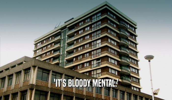'IT'S BLOODY MENTAL.'  
