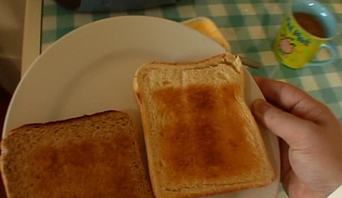 'I'M THE ONE WHO'S LAUGHING BECAUSE I LOVE BROWN TOAST.' 