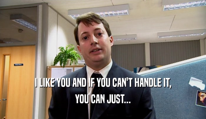 I LIKE YOU AND IF YOU CAN'T HANDLE IT, YOU CAN JUST... 