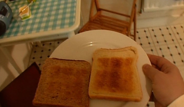 'I'M THE ONE WHO'S LAUGHING BECAUSE I LOVE BROWN TOAST.' 