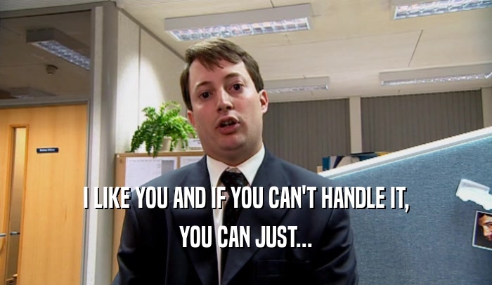 I LIKE YOU AND IF YOU CAN'T HANDLE IT, YOU CAN JUST... 