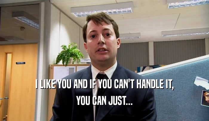 I LIKE YOU AND IF YOU CAN'T HANDLE IT, YOU CAN JUST... 