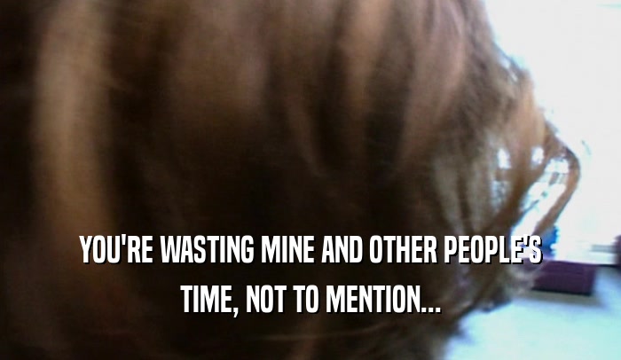 YOU'RE WASTING MINE AND OTHER PEOPLE'S TIME, NOT TO MENTION... 