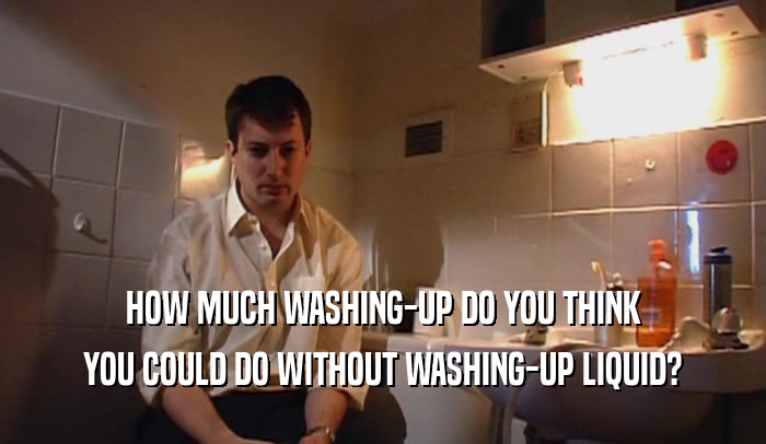HOW MUCH WASHING-UP DO YOU THINK
 YOU COULD DO WITHOUT WASHING-UP LIQUID?
 