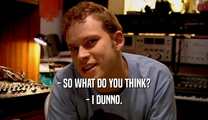 - SO WHAT DO YOU THINK? - I DUNNO. 