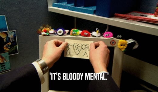 'IT'S BLOODY MENTAL.'  