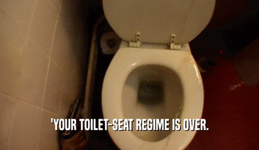 'YOUR TOILET-SEAT REGIME IS OVER.  