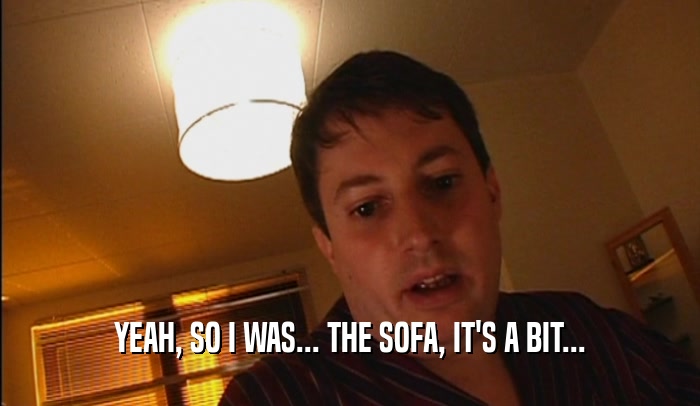 YEAH, SO I WAS... THE SOFA, IT'S A BIT...  