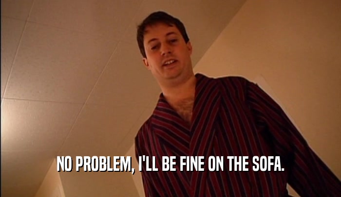 NO PROBLEM, I'LL BE FINE ON THE SOFA.  