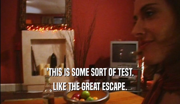 'THIS IS SOME SORT OF TEST. LIKE THE GREAT ESCAPE. 