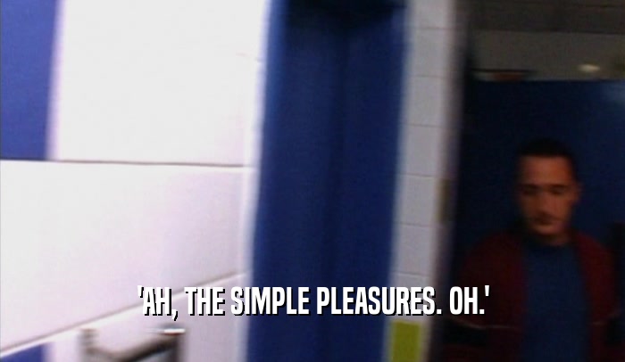 'AH, THE SIMPLE PLEASURES. OH.'  