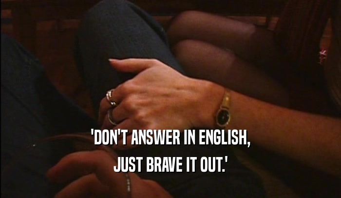 'DON'T ANSWER IN ENGLISH, JUST BRAVE IT OUT.' 