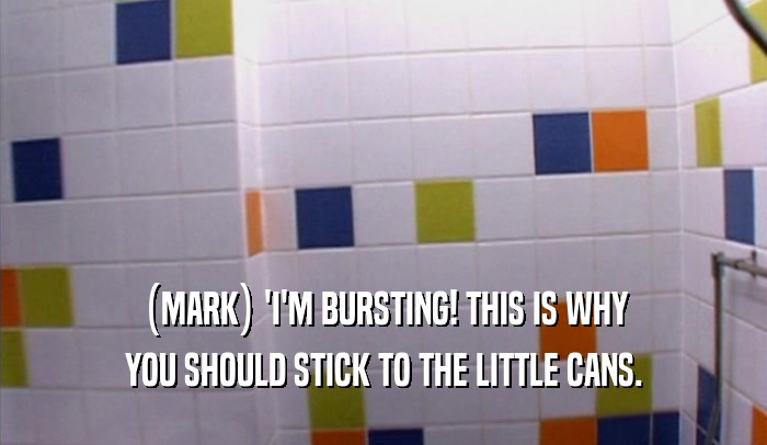 (MARK) 'I'M BURSTING! THIS IS WHY YOU SHOULD STICK TO THE LITTLE CANS. 