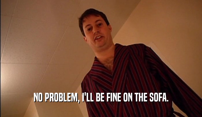 NO PROBLEM, I'LL BE FINE ON THE SOFA.  