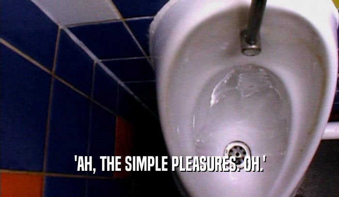 'AH, THE SIMPLE PLEASURES. OH.'  