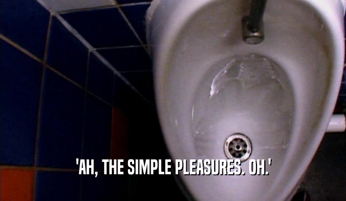 'AH, THE SIMPLE PLEASURES. OH.'  