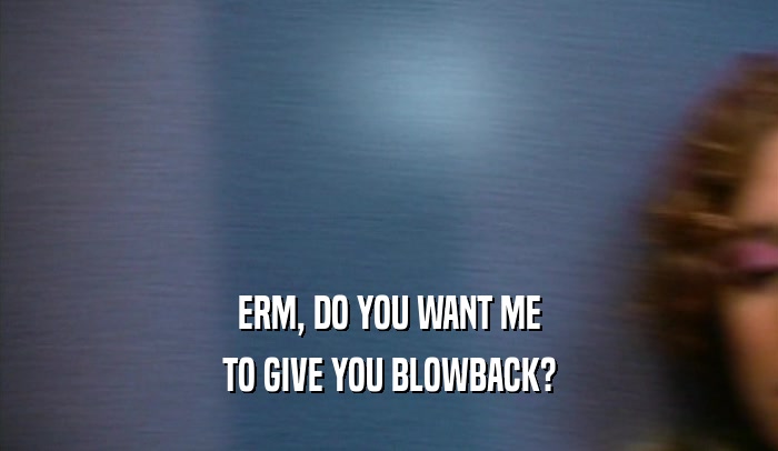 ERM, DO YOU WANT ME TO GIVE YOU BLOWBACK? 
