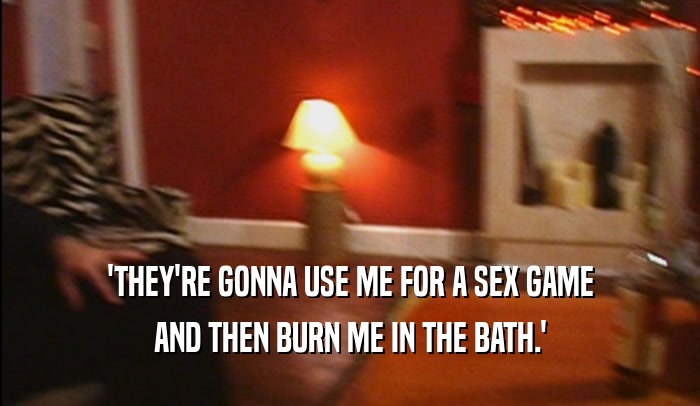 'THEY'RE GONNA USE ME FOR A SEX GAME AND THEN BURN ME IN THE BATH.' 