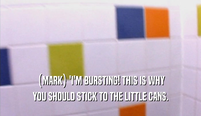 (MARK) 'I'M BURSTING! THIS IS WHY YOU SHOULD STICK TO THE LITTLE CANS. 