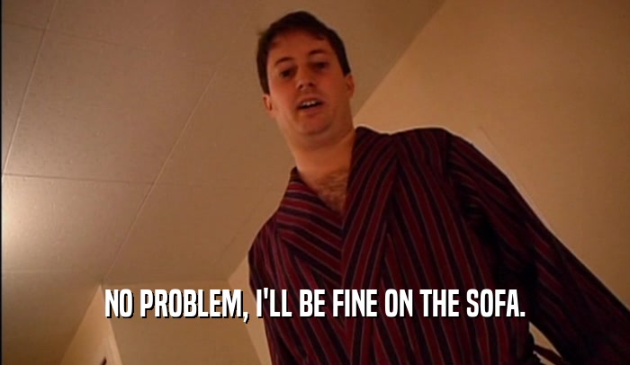 NO PROBLEM, I'LL BE FINE ON THE SOFA.  