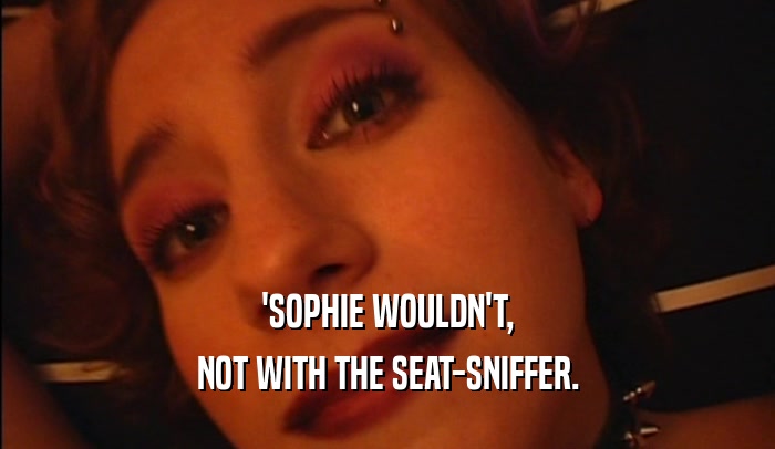 'SOPHIE WOULDN'T, NOT WITH THE SEAT-SNIFFER. 