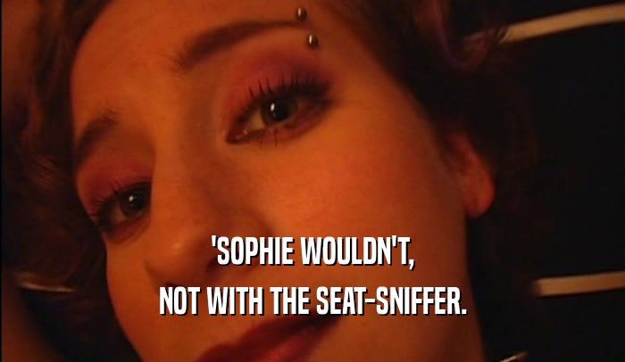 'SOPHIE WOULDN'T, NOT WITH THE SEAT-SNIFFER. 
