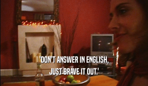 'DON'T ANSWER IN ENGLISH, JUST BRAVE IT OUT.' 