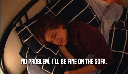 NO PROBLEM, I'LL BE FINE ON THE SOFA.  