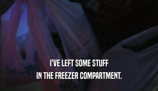 I'VE LEFT SOME STUFF IN THE FREEZER COMPARTMENT. 