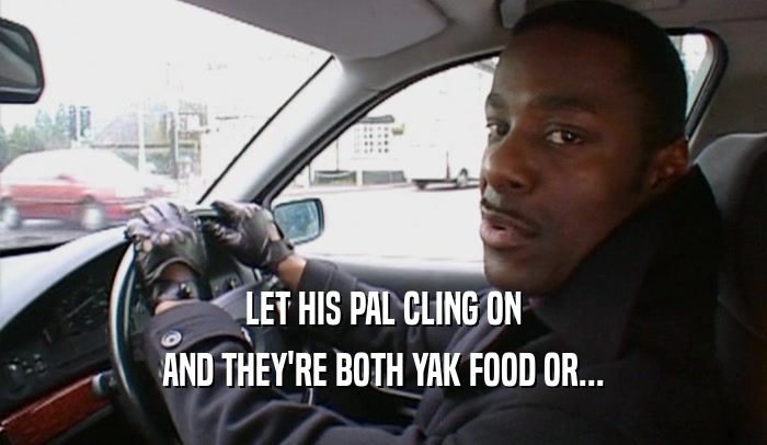 LET HIS PAL CLING ON
 AND THEY'RE BOTH YAK FOOD OR...
 