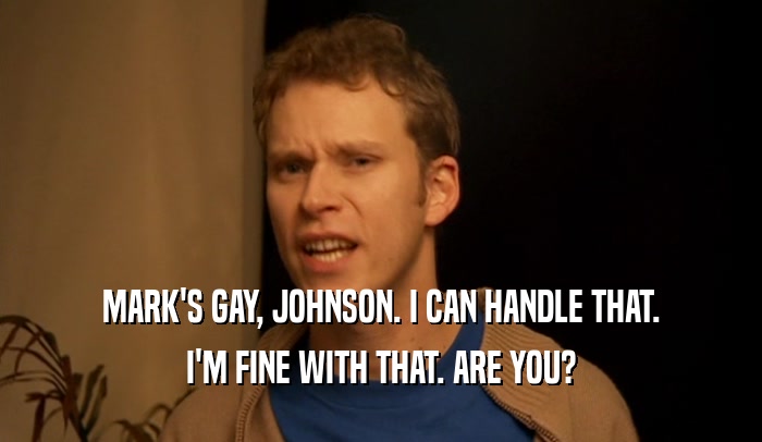 MARK'S GAY, JOHNSON. I CAN HANDLE THAT. I'M FINE WITH THAT. ARE YOU? 