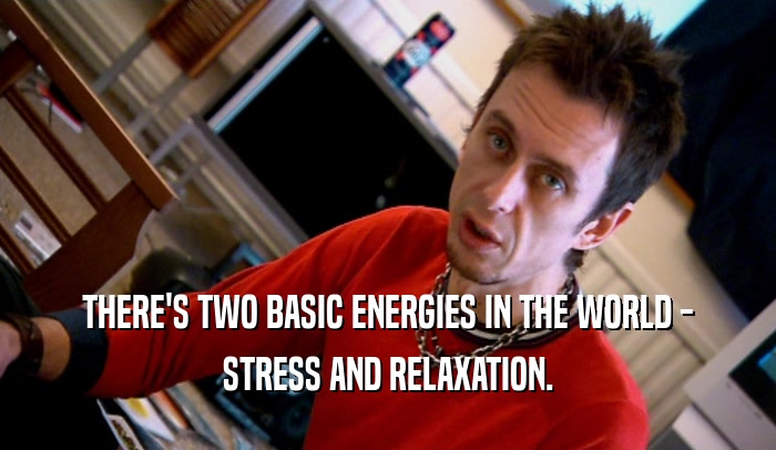 THERE'S TWO BASIC ENERGIES IN THE WORLD - STRESS AND RELAXATION. 