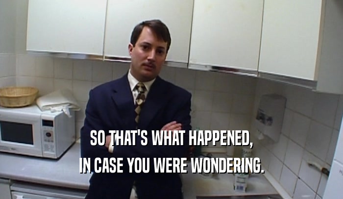 SO THAT'S WHAT HAPPENED, IN CASE YOU WERE WONDERING. 
