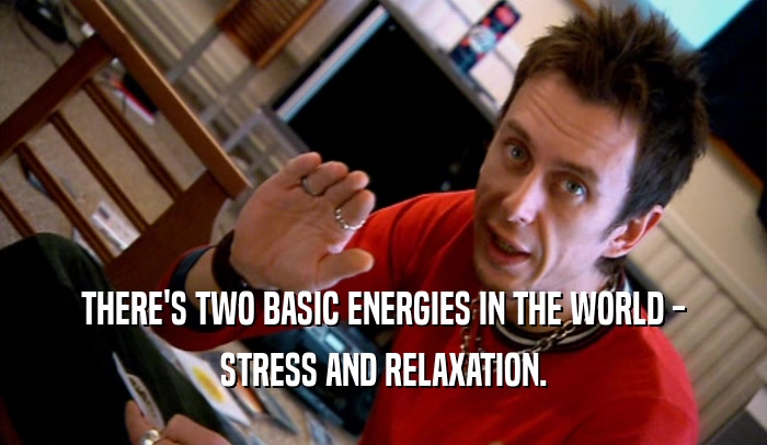 THERE'S TWO BASIC ENERGIES IN THE WORLD - STRESS AND RELAXATION. 