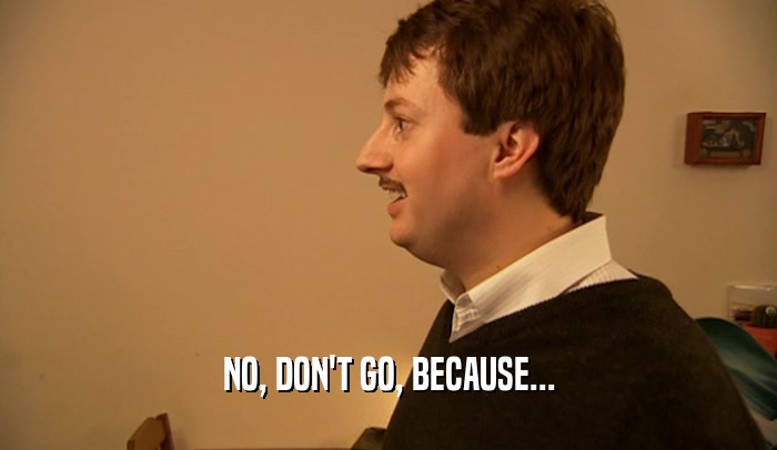 NO, DON'T GO, BECAUSE...  
