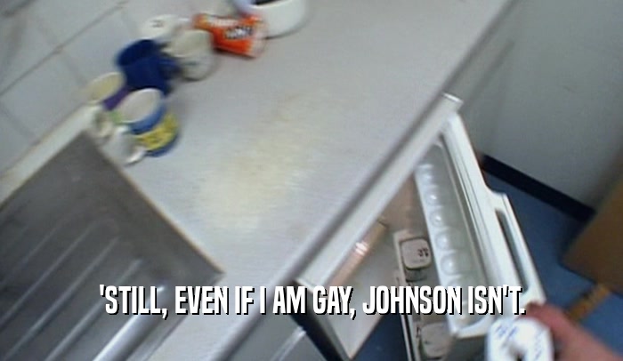 'STILL, EVEN IF I AM GAY, JOHNSON ISN'T.  