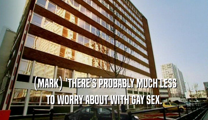 (MARK) 'THERE'S PROBABLY MUCH LESS TO WORRY ABOUT WITH GAY SEX. 