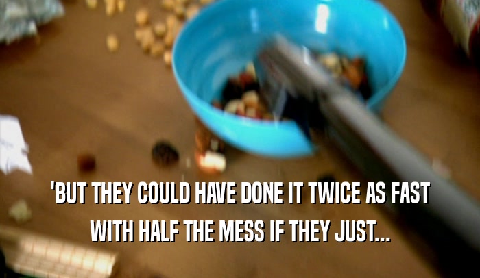 'BUT THEY COULD HAVE DONE IT TWICE AS FAST
 WITH HALF THE MESS IF THEY JUST...
 