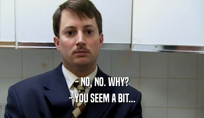 - NO, NO. WHY? - YOU SEEM A BIT... 