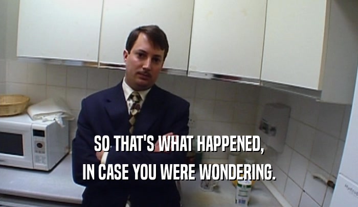 SO THAT'S WHAT HAPPENED, IN CASE YOU WERE WONDERING. 